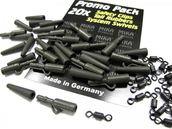 MIKA Promo Pack: je 20x Safety Clips + Tail Rubbers + System Swivels